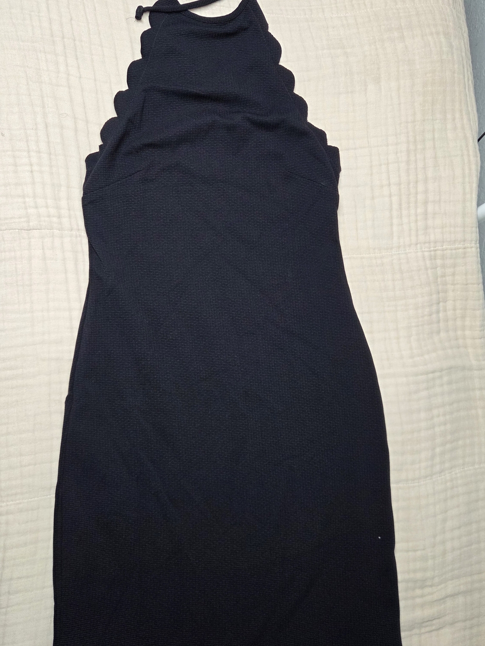 Marysia Resort Black Mott Scalloped Halter One Piece Swimsuit Size XS